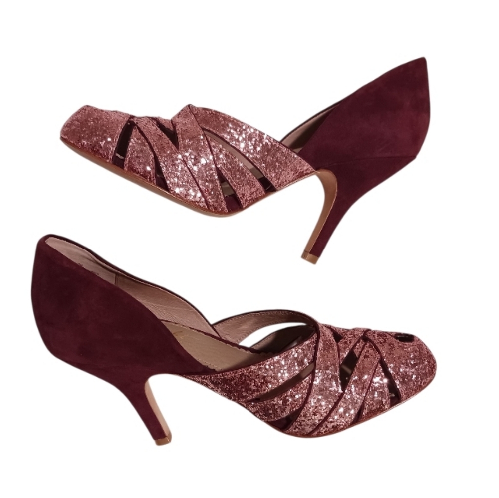 Miss Albright Dominique Suede Glitter Heels - Picture 4 of 13